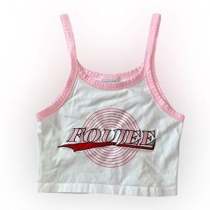 NWOT FOUJEE Y2K WHITE & PINK CROPPED TANK TOP // SIZE SMALL💗